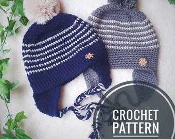 Toasty Earflap Crochet Hat Pattern: Newborn to Adult (PDF Download)