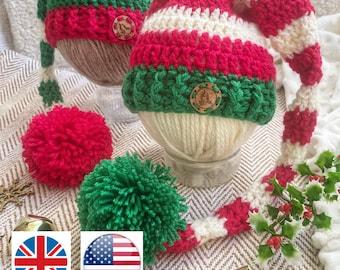 Crochet Santa & Elf Hat Pattern, Baby to Adult Size (PDF Download)