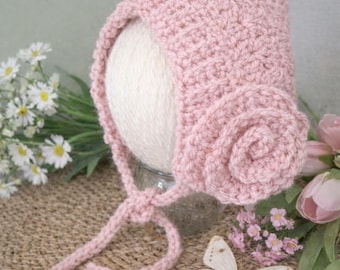 Crochet Baby Pixie Bonnet Pattern with Flower (PDF Download)