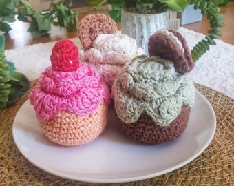 Cupcake Crochet DIY, Whimsical Cupcake, Cupcake Craft, Crochet Toy, Easy Crochet Project, Play food, Crochet Dessert, Cupcake Decor,