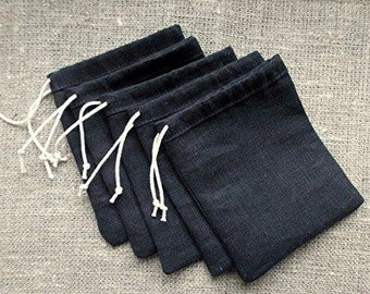 Black Cotton Muslin Bags - 10x12 Inches - 100% Organic Cotton Single Drawstring Black Produce Bags - Gift bag, Reusable bag and Snack bag