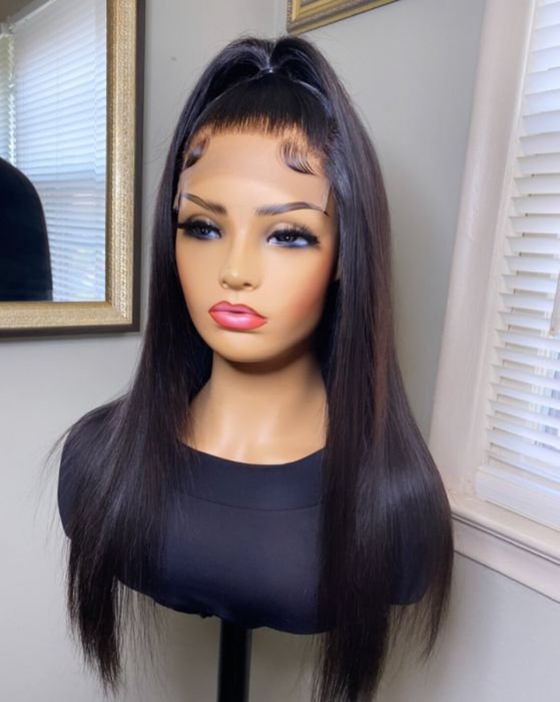 5x5 Silky Straight HD Lace Front Wig Etsy