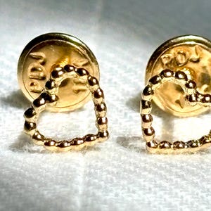 18k solid real gold earrings Braided heart earrings • screw back