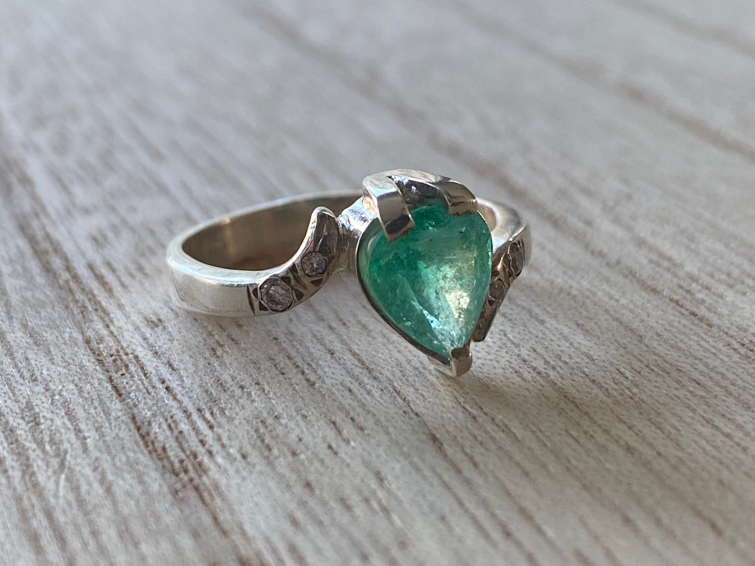 Size 7.5 Genuine Colombian emerald ring silver 925 real Etsy