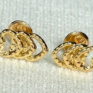 18k solid real gold earrings: Hearts earrings • screw back