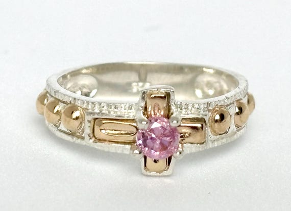 Unisex Rosary Ring Silver 925 and Gold 10k Size to 10 Hamdmade