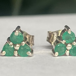 Genuine Colombian emerald earrings, silver 925, real natural emerald 1.4 carats