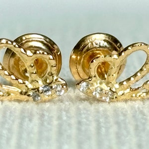 18k solid real gold earrings: Butterfly earrings • screw back