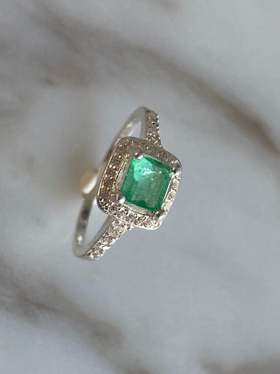 Size 6 Genuine Colombian emerald ring silver 925 real | Etsy