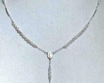 Rosario de plata de ley 925 con filigrana italiana – Cadena de rosario católica – Collar de fe ajustable de 50 cm