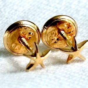 18k solid real gold earrings Star earrings • screw back