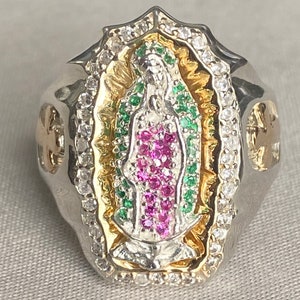 Ring virgen de Guadalupe, silver 925 and 10K Gold Laminated, size 8 to 13