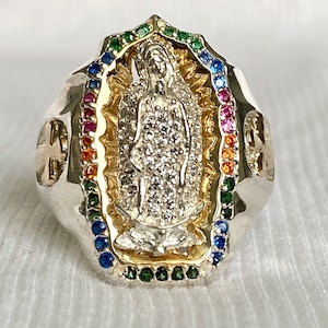 Ring virgen de Guadalupe, silver 925 and 10K Gold Laminated, size 8 to 13