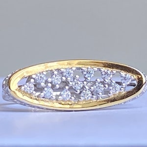 Moissanite ring silver 925 and 18K gold plated , size 8 Handmade item
