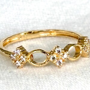 18k Solid Gold Stackable Ring with Zirconia - Size 6 image 2