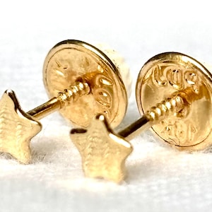 18k solid real gold earrings Tiny Star earrings • screw back