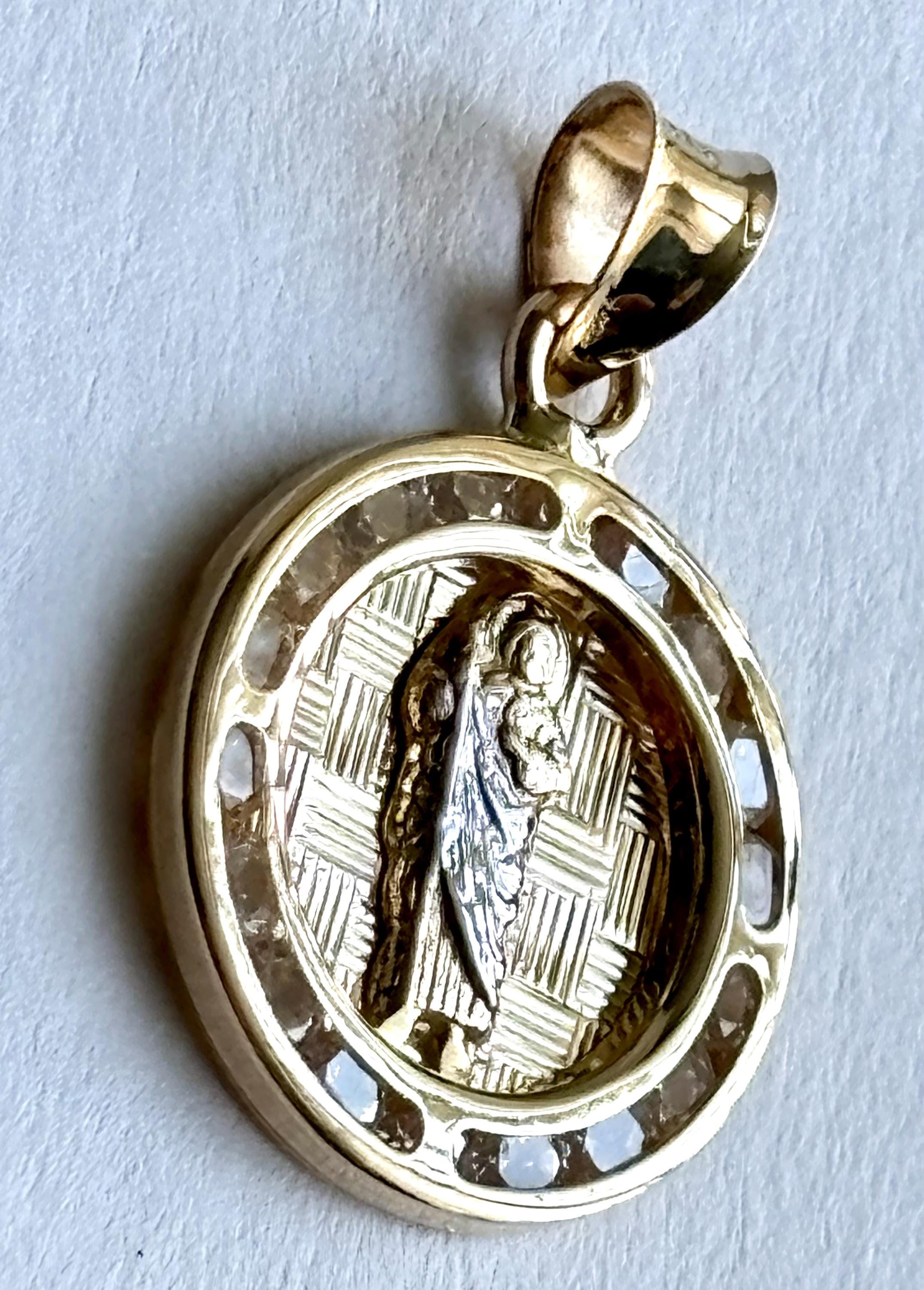 14K Solid Gold Saint Jude Medal, Clear Cubic Zirconia Pendant - Etsy