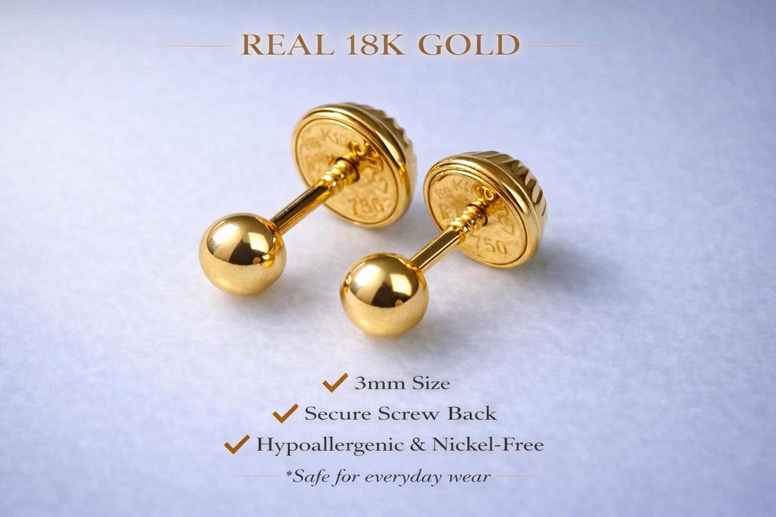 18k Gold Piercing Stud Earrings - Etsy