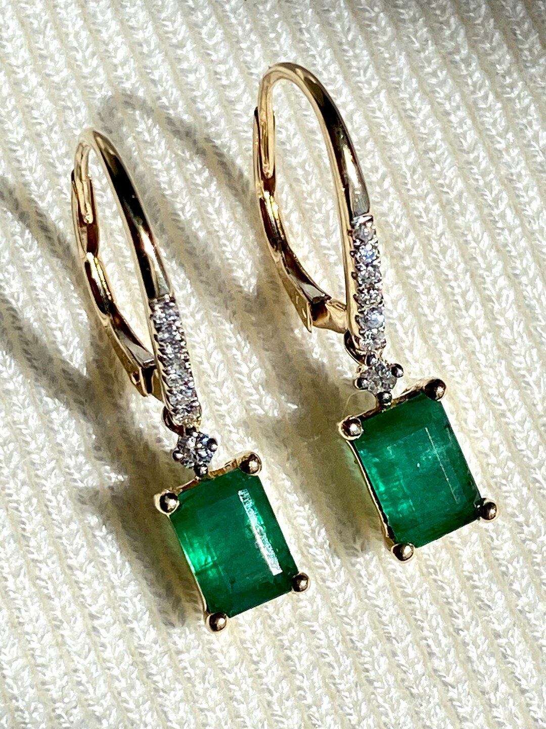 Genuine Colombian Emerald and Diamonds VS1 Earrings Carats 14k Gold - Etsy