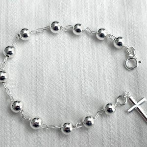 Handmade Silver 925 rosary bead bracelet 7 inches