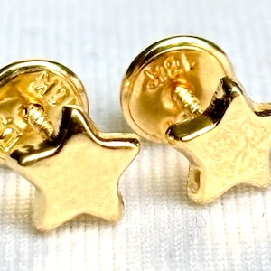 18k solid real gold earrings Star earrings • screw back