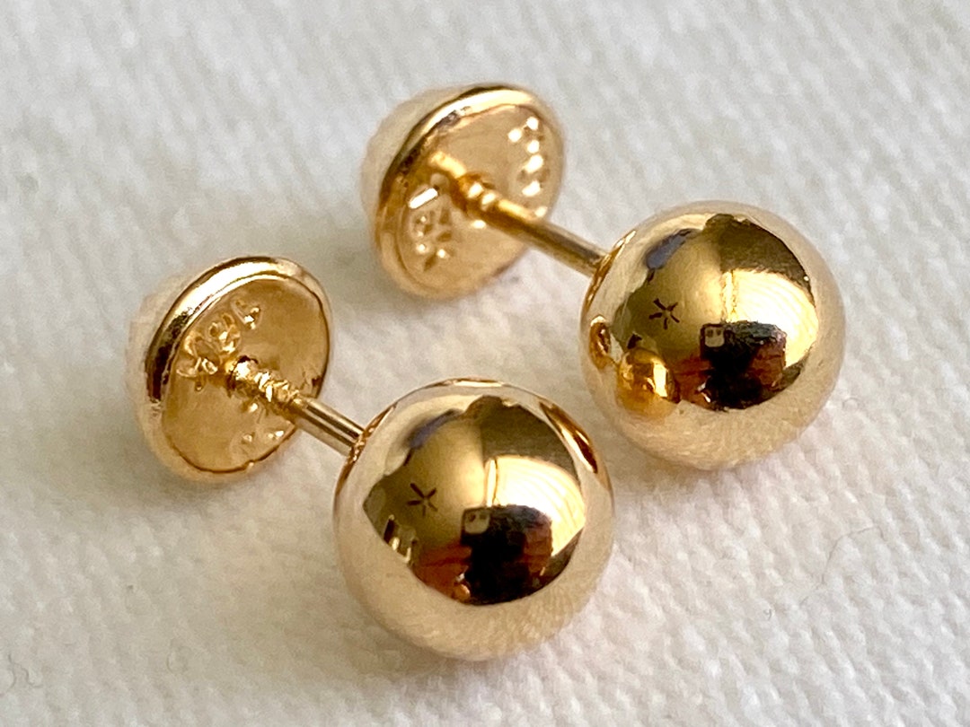 Amazon 10k Gold Ball Earrings 14K Solid Yellow Gold Ball Earrings