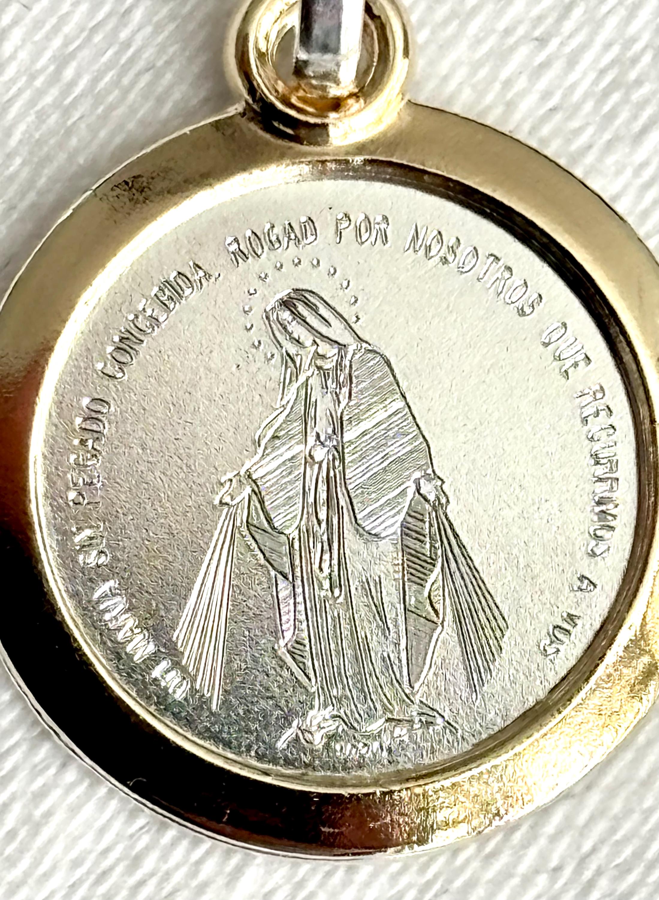 Miraculous Virgin Mary Medal Pendant – 925 Sterling Silver & 18K Gold ...