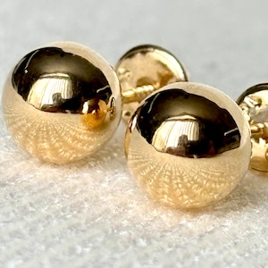 18k solid real gold earrings: ball earrings • 7 mm - screw back