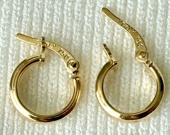 18k Italian solid real gold hoop earrings