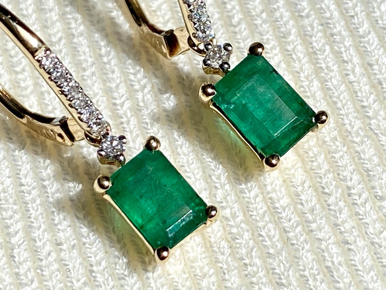 Genuine Colombian Emerald and Diamonds VS1 Earrings Carats 14k Gold - Etsy