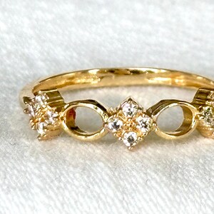 18k Solid Gold Stackable Ring with Zirconia - Size 6 image 1