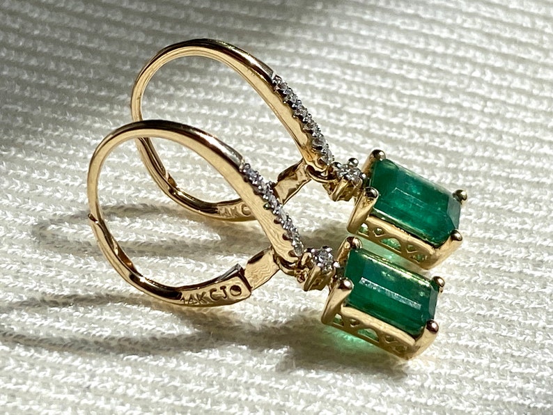 Genuine Colombian Emerald and Diamonds VS1 Earrings Carats 14k Gold - Etsy