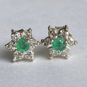 Genuine Colombian emerald earrings, silver 925, real natural emerald
