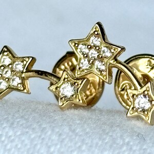 18k solid real gold Stars earrings • screw back