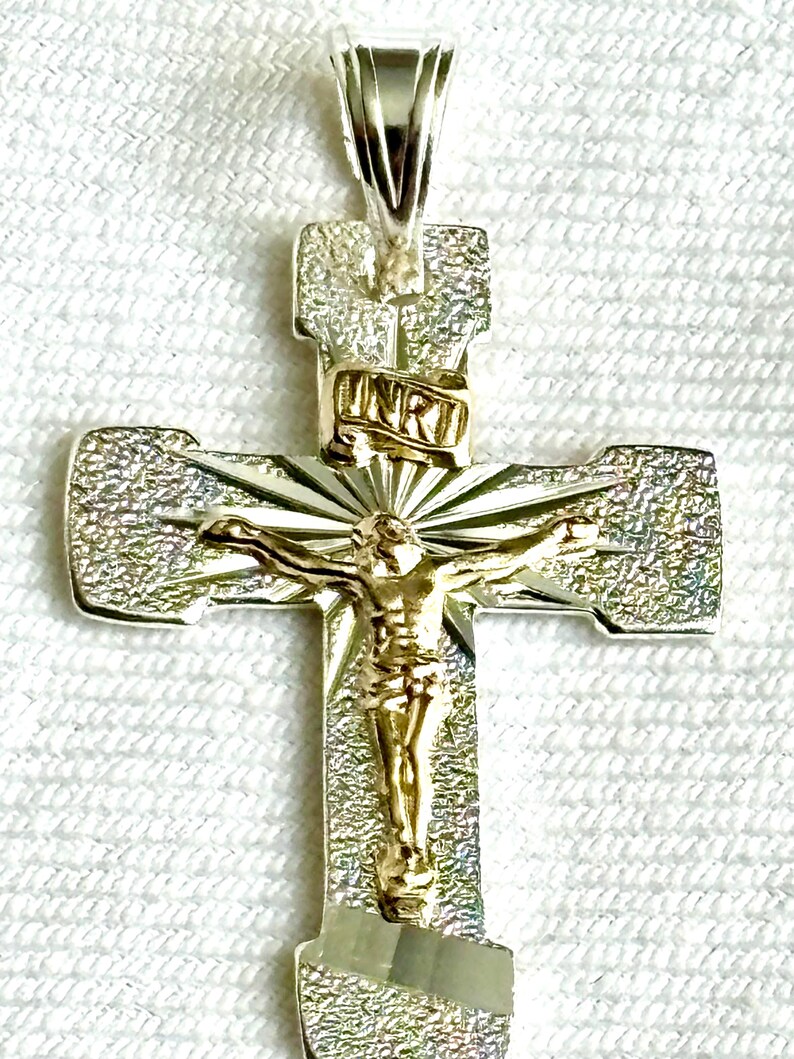 Colgante crucifijo cruz plata 925 y oro 10k laminado -39 mm - 1,6 ...