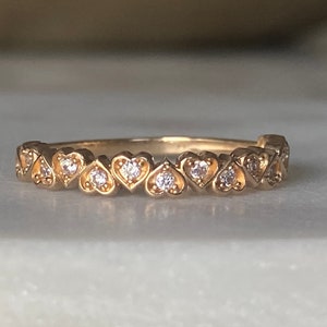 Size 7 Solid gold/ Stack Ring/ Thin Gold Ring/ 18k Gold Ring/ Simple Gold Ring/ Simulated diamonds