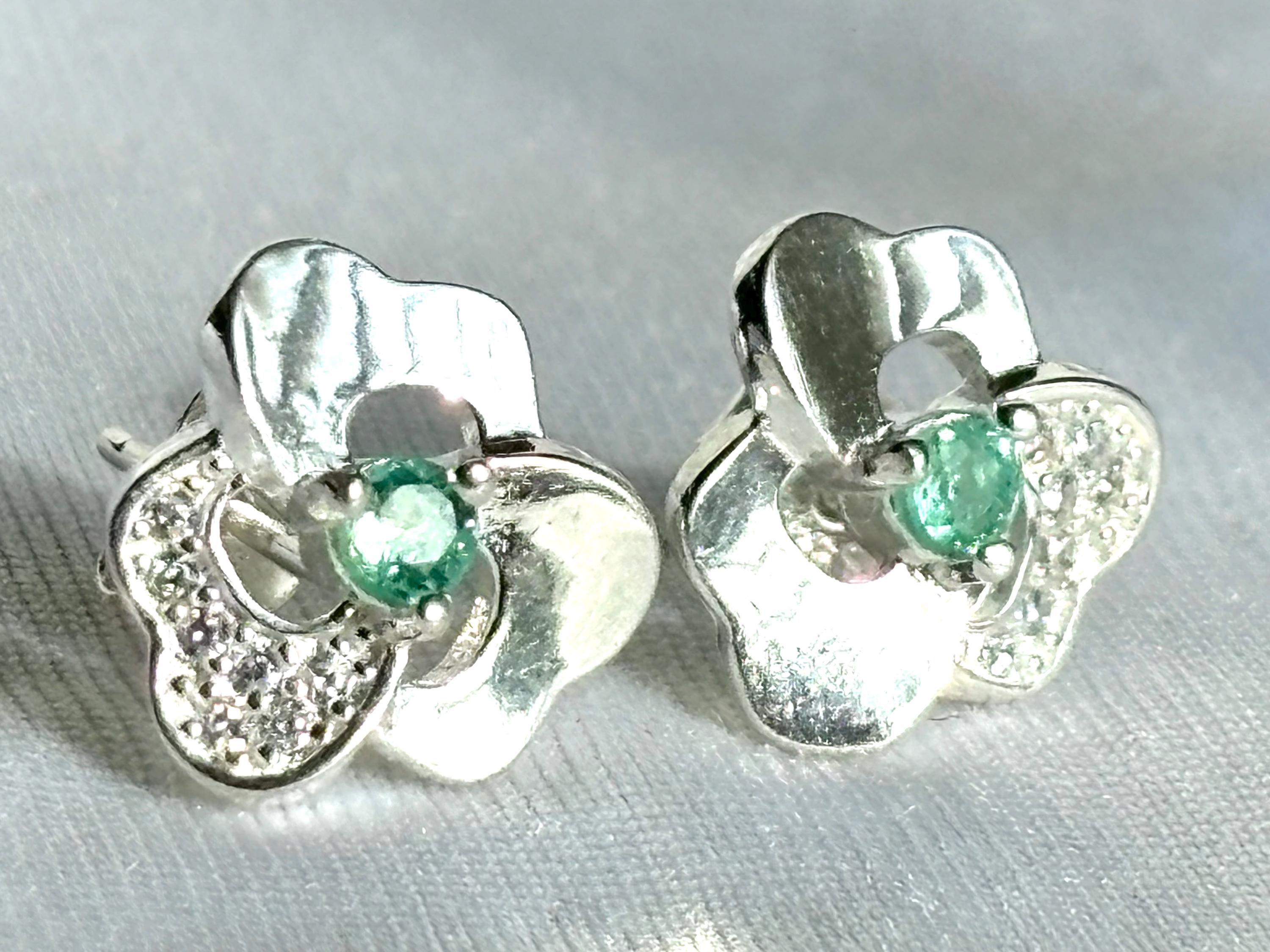 Boucles D'oreilles En Argent 925 Et émeraudes Naturelles Colombiennes - Neuf Sans Boîte
