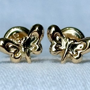 18k solid real gold earrings: Butterfly earrings • screw back