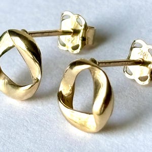 14K solid real gold earrings twist earrings • push back