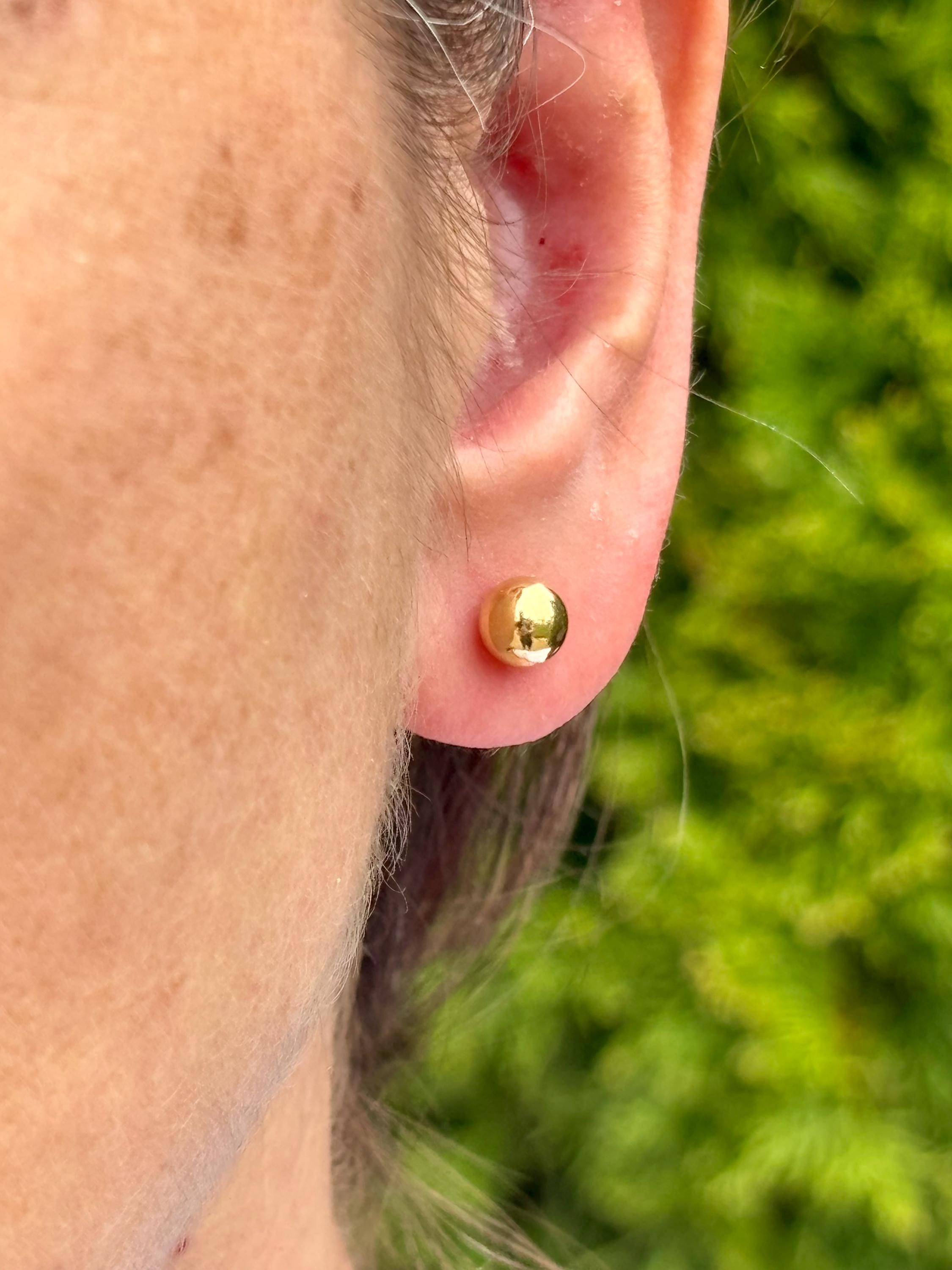 18k Solid Real Gold Earrings: Ball Earrings • Screw Back 6 Mm - Etsy