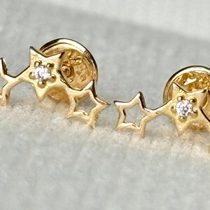 18k solid real  gold earrings Stars earrings • screw back