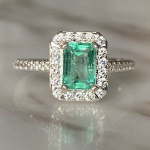 Size 6 Genuine Colombian emerald ring, silver 925, real natural emerald, size 6 carats 1