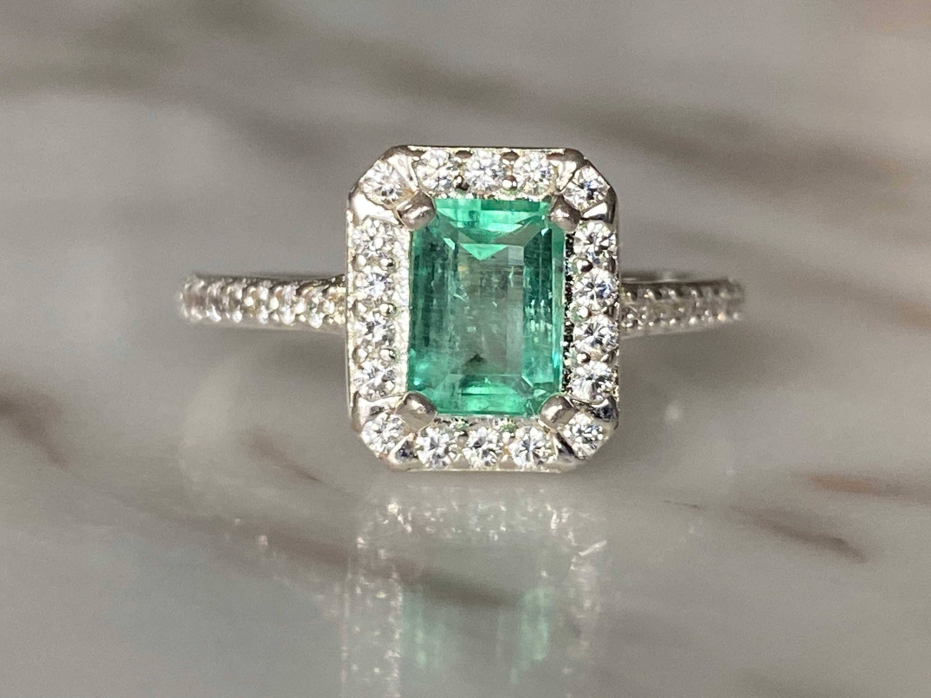 Gecertificeerd 1,36 karaat Colombiaanse Emerald Solitaire Ring Sieraden Ringen Enkele ringen Sterling Silver Echte Echte Natuurlijke Mei Birthstone Sieraden Sieraden Oval Cut er89 