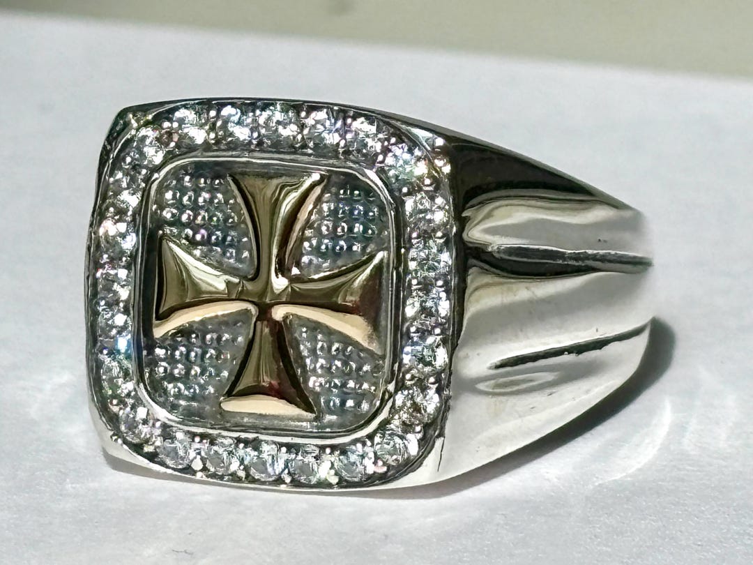 Cross Ring, Silver 925 and 10K Gold Laminated, Size 12 - Etsy