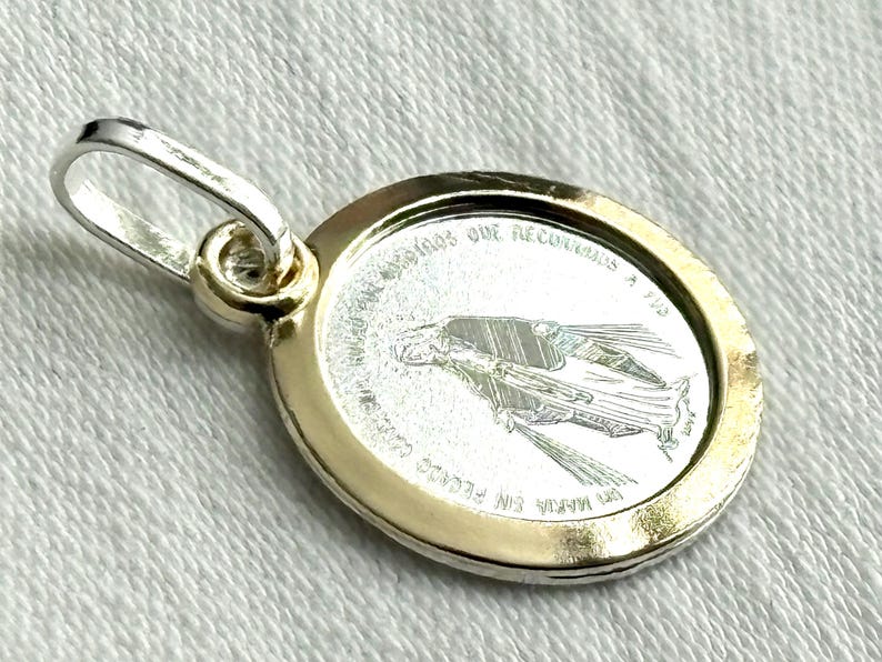 Miraculous Virgin Mary Medal Pendant – 925 Sterling Silver & 18K Gold ...