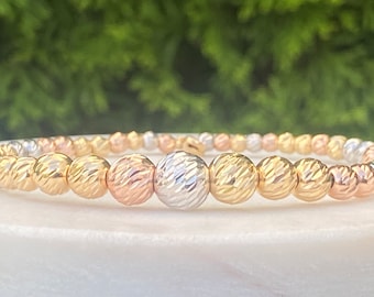 Pulsera de oro macizo de 18k, oro amarillo, blanco y rosa, peso 9 gramos