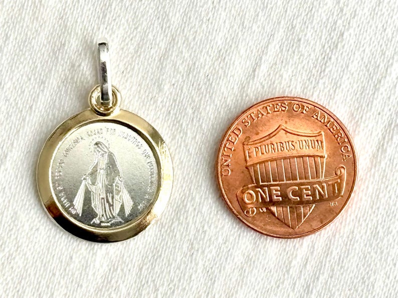 Miraculous Virgin Mary Medal Pendant – 925 Sterling Silver & 18K Gold ...