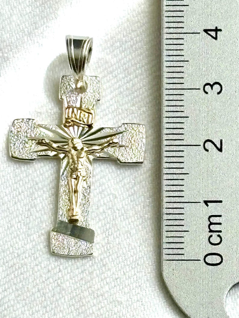 Colgante crucifijo cruz plata 925 y oro 10k laminado -39 mm - 1,6 ...