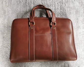 mens genuine leather briefcase | messenger bag | laptop bag