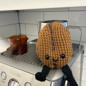 Coffee bean plushie || crochet coffee bean